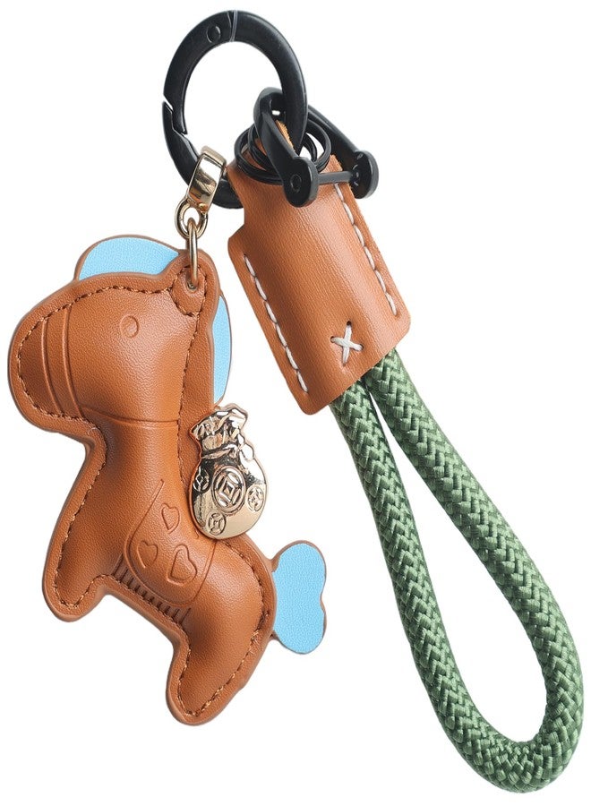 Yonuni Handmade Leather Horse Bag Charm - Kawaii Animal Charm for Handbags, Purse Bag Accessories Horse Keychain & Gift Idea (Brown) - Image 1
